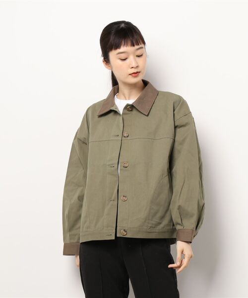 ehka sopo（エヘカソポ）の「配色ワークジャケット（セットアップ可）（その他アウター・レディース・ベージュ/カーキ/キナリ・ﾌﾘ-）」の7枚目の写真