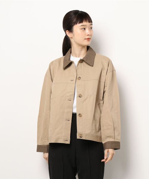 ehka sopo（エヘカソポ）の「配色ワークジャケット（セットアップ可）（その他アウター・レディース・ベージュ/カーキ/キナリ・ﾌﾘ-）」の8枚目の写真