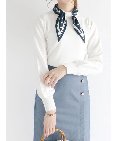 Te chichi（テチチ）の「スカーフデザインニット（ニット/セーター・レディース・ブラック/ネイビー/オフホワイト・ﾌﾘ-）」の4枚目の写真