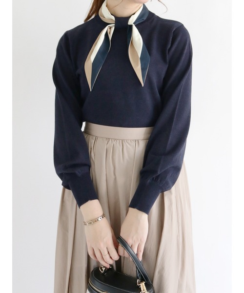 Te chichi（テチチ）の「スカーフデザインニット（ニット/セーター・レディース・ブラック/ネイビー/オフホワイト・ﾌﾘ-）」の3枚目の写真