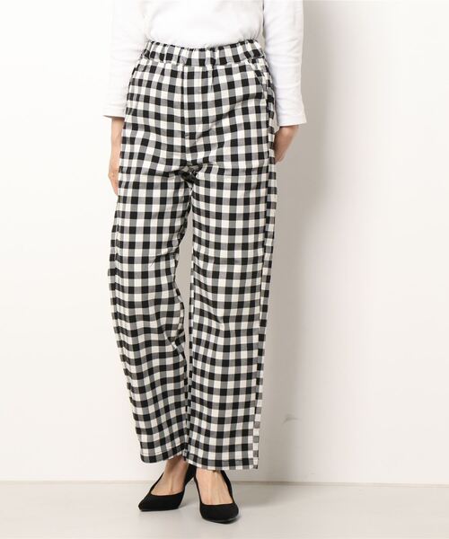 Samansa Mos2 blue（サマンサモスモスブルー）の「ギンガム／無地アソートパンツ（その他パンツ・レディース・ブラック/グレー/シルバーグレー/キナリ・ﾌﾘ-）」の3枚目の写真
