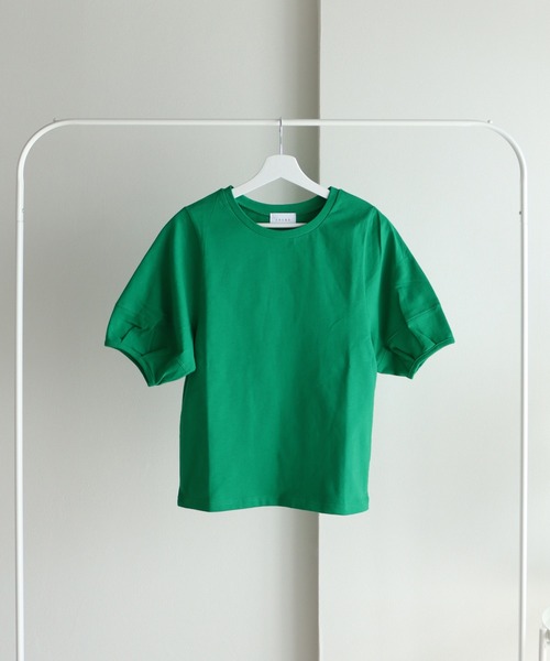 COURO(コウロ)の「ヘビーウェイトパフスリーブTシャツ(Tシャツ/カットソー・レディース・モカ/チャコールグレー/ブラック/アイボリー/グリーン・FREE)」の21枚目の写真