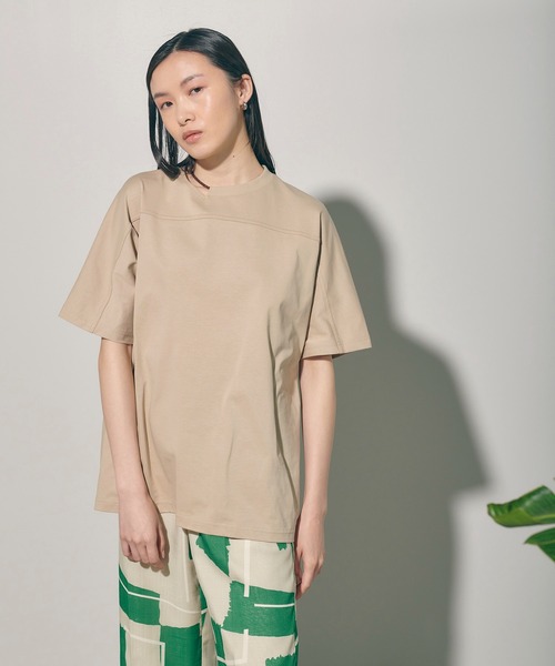 PUBLIC TOKYO（パブリックトウキョウ）の「ラメアシメネックTOP/ウォッシャブル（Tシャツ/カットソー・レディース・ホワイト/ダークグレー/ベージュ・FREE）」の22枚目の写真