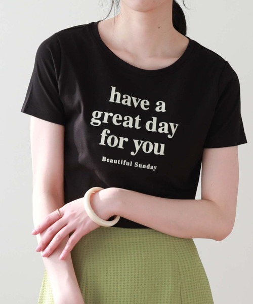 archives(アルシーヴ)の「短丈フロッキープリントT(Tシャツ/カットソー・レディース・ブラック/オフホワイト/ピンク・MEDIUM)」の2枚目の写真