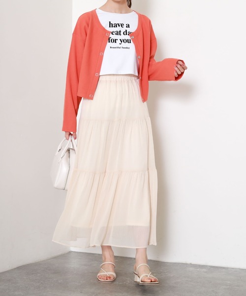 archives(アルシーヴ)の「短丈フロッキープリントT(Tシャツ/カットソー・レディース・ブラック/オフホワイト/ピンク・MEDIUM)」の4枚目の写真