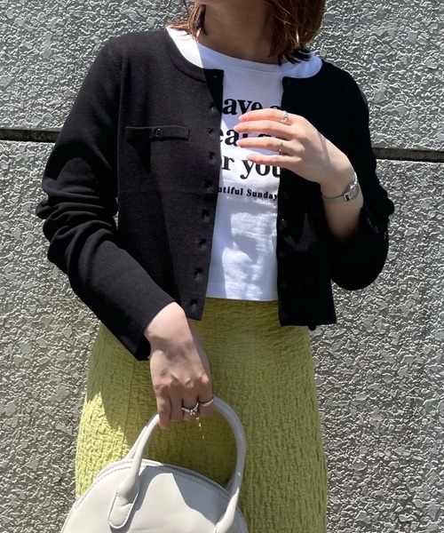 archives(アルシーヴ)の「短丈フロッキープリントT(Tシャツ/カットソー・レディース・ブラック/オフホワイト/ピンク・MEDIUM)」の15枚目の写真