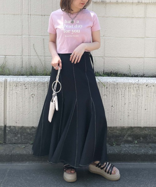 archives(アルシーヴ)の「短丈フロッキープリントT(Tシャツ/カットソー・レディース・ブラック/オフホワイト/ピンク・MEDIUM)」の22枚目の写真