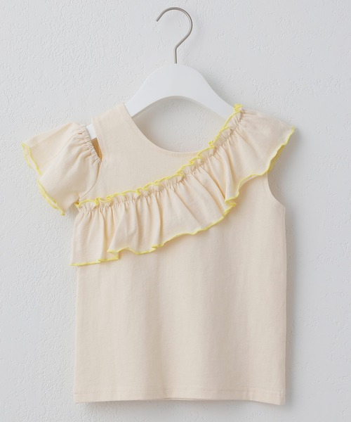 CIAOPANIC TYPY(チャオパニックティピー)の「【KIDS】アシメフリルタンクトップ(Tシャツ/カットソー・キッズ・アイボリー/チャコールグレー/オレンジ・X-LARGE/LARGE/SMALL/XX-LARGE/MEDIUM)」の11枚目の写真