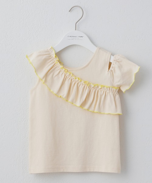 CIAOPANIC TYPY(チャオパニックティピー)の「【KIDS】アシメフリルタンクトップ(Tシャツ/カットソー・キッズ・アイボリー/チャコールグレー/オレンジ・X-LARGE/LARGE/SMALL/XX-LARGE/MEDIUM)」の12枚目の写真