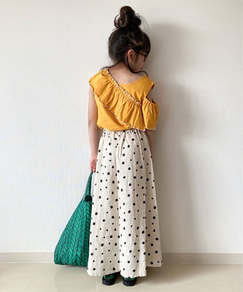CIAOPANIC TYPY(チャオパニックティピー)の「【KIDS】アシメフリルタンクトップ(Tシャツ/カットソー・キッズ・アイボリー/チャコールグレー/オレンジ・X-LARGE/LARGE/SMALL/XX-LARGE/MEDIUM)」の19枚目の写真
