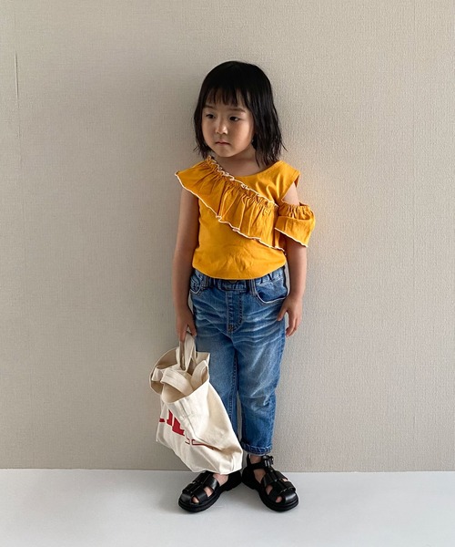 CIAOPANIC TYPY(チャオパニックティピー)の「【KIDS】アシメフリルタンクトップ(Tシャツ/カットソー・キッズ・アイボリー/チャコールグレー/オレンジ・X-LARGE/LARGE/SMALL/XX-LARGE/MEDIUM)」の20枚目の写真
