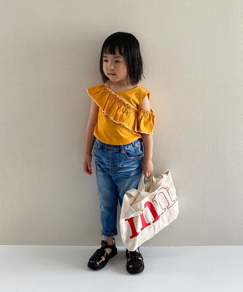 CIAOPANIC TYPY(チャオパニックティピー)の「【KIDS】アシメフリルタンクトップ(Tシャツ/カットソー・キッズ・アイボリー/チャコールグレー/オレンジ・X-LARGE/LARGE/SMALL/XX-LARGE/MEDIUM)」の21枚目の写真