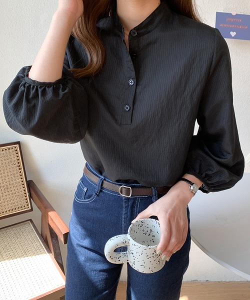 Diosfront（ディオスフロント）の「バンドカラーストライプシャツ（シャツ/ブラウス・レディース・ホワイト/ピンク/ライトグリーン/ブラック・FREE）」の15枚目の写真