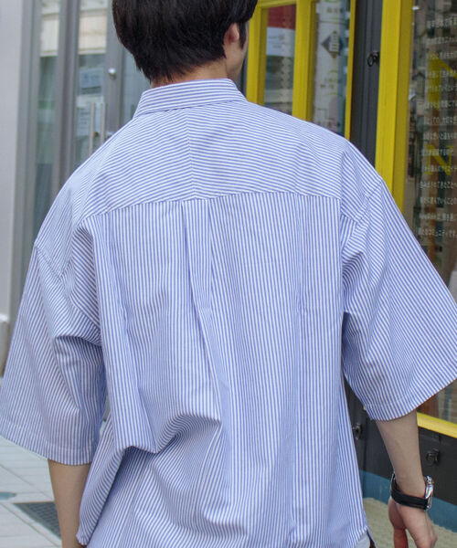 GLOSTER（グロスター）の「【GLOSTER/グロスター】オックスボタンダウン ストライプオーバーシャツ（シャツ/ブラウス・メンズ・ネイビー/グリーン/ピンク/オレンジ・MEDIUM/LARGE）」の15枚目の写真