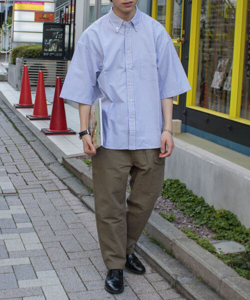 GLOSTER（グロスター）の「【GLOSTER/グロスター】オックスボタンダウン ストライプオーバーシャツ（シャツ/ブラウス・メンズ・ネイビー/グリーン/ピンク/オレンジ・MEDIUM/LARGE）」の18枚目の写真