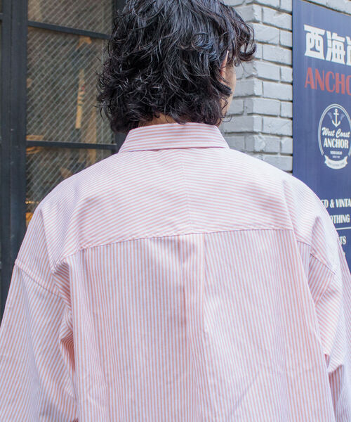 GLOSTER（グロスター）の「【GLOSTER/グロスター】オックスボタンダウン ストライプオーバーシャツ（シャツ/ブラウス・メンズ・ネイビー/グリーン/ピンク/オレンジ・MEDIUM/LARGE）」の11枚目の写真