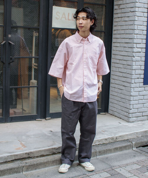 GLOSTER（グロスター）の「【GLOSTER/グロスター】オックスボタンダウン ストライプオーバーシャツ（シャツ/ブラウス・メンズ・ネイビー/グリーン/ピンク/オレンジ・MEDIUM/LARGE）」の12枚目の写真