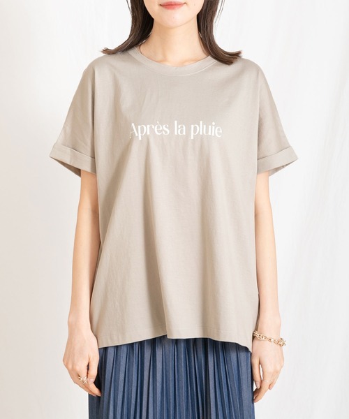 Gready Brilliant（グレディブリリアン）の「後ドッキング袖ロールＴシャツ（Tシャツ/カットソー・レディース・オフホワイト/グレイッシュベージュ・38）」の19枚目の写真