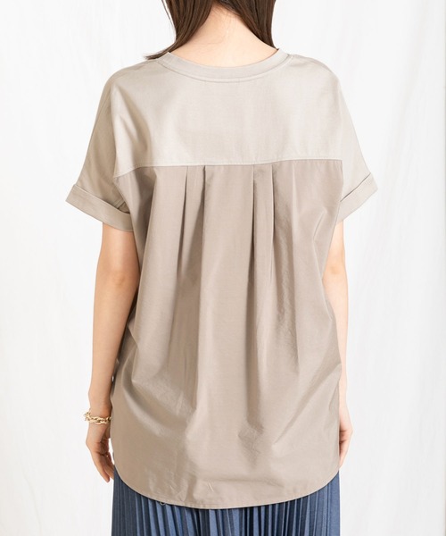 Gready Brilliant（グレディブリリアン）の「後ドッキング袖ロールＴシャツ（Tシャツ/カットソー・レディース・オフホワイト/グレイッシュベージュ・38）」の20枚目の写真