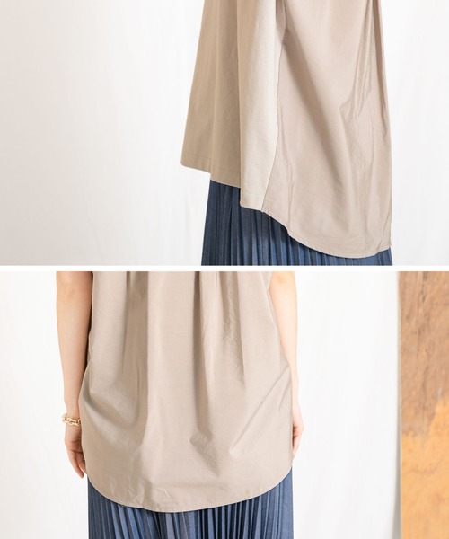 Gready Brilliant（グレディブリリアン）の「後ドッキング袖ロールＴシャツ（Tシャツ/カットソー・レディース・オフホワイト/グレイッシュベージュ・38）」の22枚目の写真