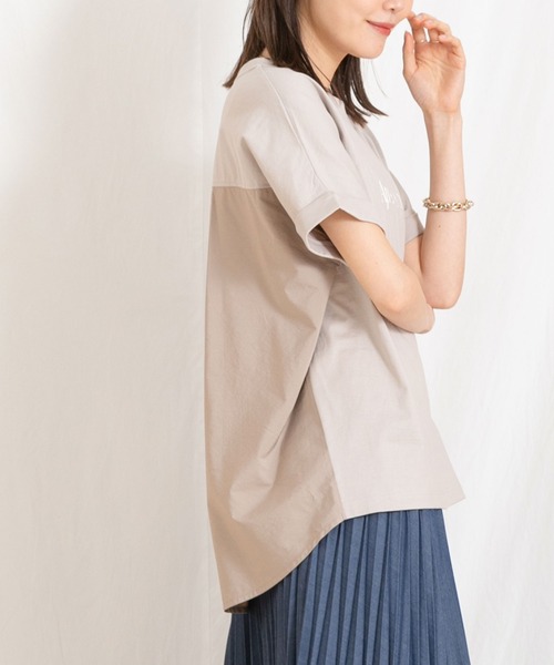 Gready Brilliant（グレディブリリアン）の「後ドッキング袖ロールＴシャツ（Tシャツ/カットソー・レディース・オフホワイト/グレイッシュベージュ・38）」の8枚目の写真