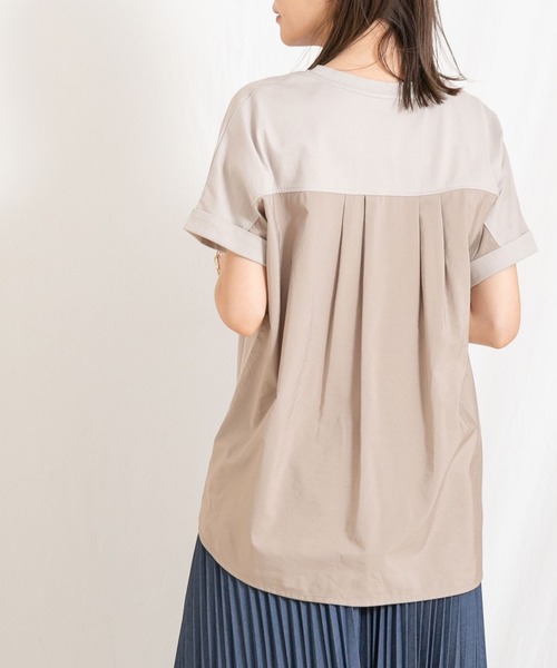 Gready Brilliant（グレディブリリアン）の「後ドッキング袖ロールＴシャツ（Tシャツ/カットソー・レディース・オフホワイト/グレイッシュベージュ・38）」の9枚目の写真