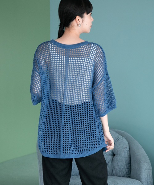 LOWRYS FARM（ローリーズファーム）の「メッシュプルオーバー　282849（ニット/セーター・レディース・ブラック/ベージュ/ブラウン/ブルー・FREE）」の6枚目の写真