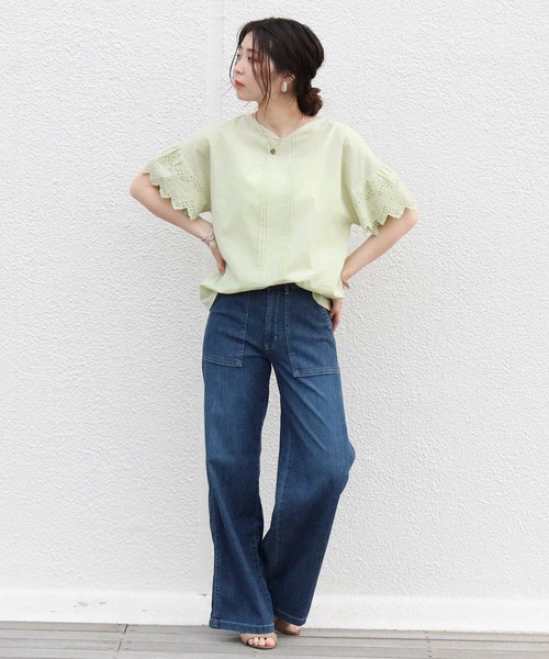 HONEYSUCKLE ROSE（ハニーサックルローズ）の「【HONEYSUCKLE ROSE】袖レース２ＷＡＹブラウス（シャツ/ブラウス・レディース・ホワイト/グリーン/オレンジ・M/L）」の11枚目の写真