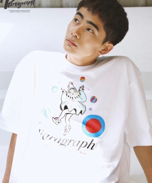 Paragraph パラグラフ Tシャツ カットソー 045 Graphic Paragraph パラグラフ T Shirt 半袖tシャツ 半袖トップス 黒t 白t Paragraph パラグラフ のファッション 白t プリントtシャツ Tシャツ カットソー 入荷量 の