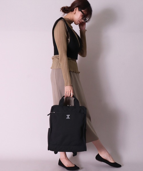 anello（アネロ）の「(LF)【anello】2WAY 10ポケット トート型 リュック（バックパック/リュック・レディース・ブラック/ネイビー/オリーブ/ブラック系その他/グレイッシュベージュ・ONE SIZE）」の7枚目の写真