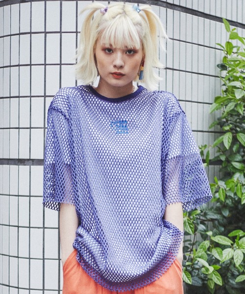 PUNYUS(プニュズ)の「半袖メッシュトップス(Tシャツ/カットソー・レディース・ホワイト/ブラック/パープル/ピンク/グリーン・1/2/4/3)」の4枚目の写真