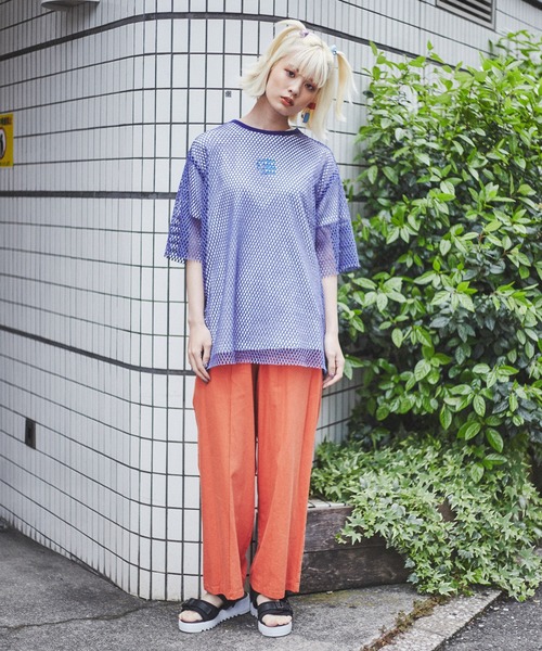 PUNYUS(プニュズ)の「半袖メッシュトップス(Tシャツ/カットソー・レディース・ホワイト/ブラック/パープル/ピンク/グリーン・1/2/4/3)」の7枚目の写真