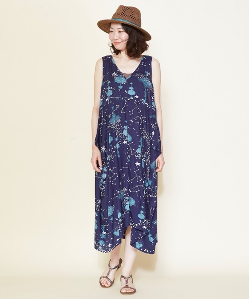 チャイハネ（チャイハネ）の「【チャイハネ】セイリスノースリーブワンピース（ワンピース・レディース・ホワイト/パープル/ネイビー・FREE）」の5枚目の写真