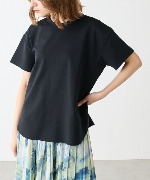 Lui's（ルイス）の「裾切替Tシャツ（Tシャツ/カットソー・レディース・オフホワイト/ブラック/ブルー系その他/オレンジ・FREE）」の2枚目の写真