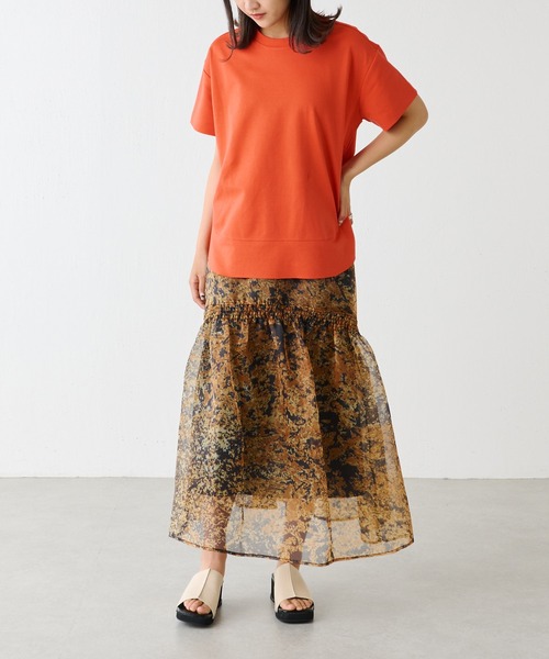 Lui's（ルイス）の「裾切替Tシャツ（Tシャツ/カットソー・レディース・オフホワイト/ブラック/ブルー系その他/オレンジ・FREE）」の17枚目の写真