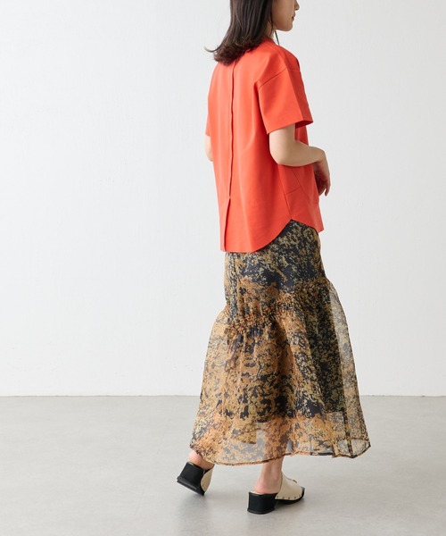 Lui's（ルイス）の「裾切替Tシャツ（Tシャツ/カットソー・レディース・オフホワイト/ブラック/ブルー系その他/オレンジ・FREE）」の16枚目の写真