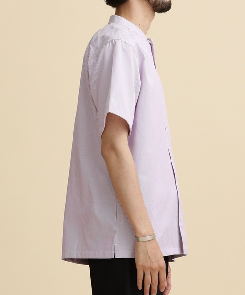 NANO universe（ナノユニバース）の「LB.04/T/Cストライプバンドカラーシャツ（シャツ/ブラウス・メンズ・ブラック/パープル/ブルー・M/L/XL/S）」の18枚目の写真