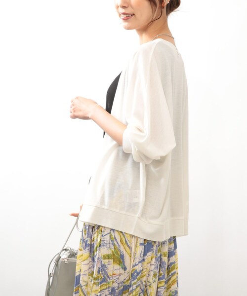 DRESKIP（ドレスキップ）の「◆【洗える】Vネックドルマンカーディガン（カーディガン/ボレロ・レディース・ブラック/オフホワイト/オレンジ/グリーン・02/03）」の6枚目の写真