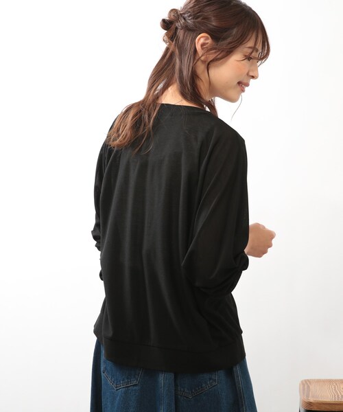 DRESKIP（ドレスキップ）の「◆【洗える】Vネックドルマンカーディガン（カーディガン/ボレロ・レディース・ブラック/オフホワイト/オレンジ/グリーン・02/03）」の7枚目の写真