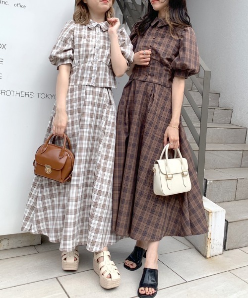 OLIVE des OLIVE（オリーブデオリーブ）の「チェックマキシスカート 