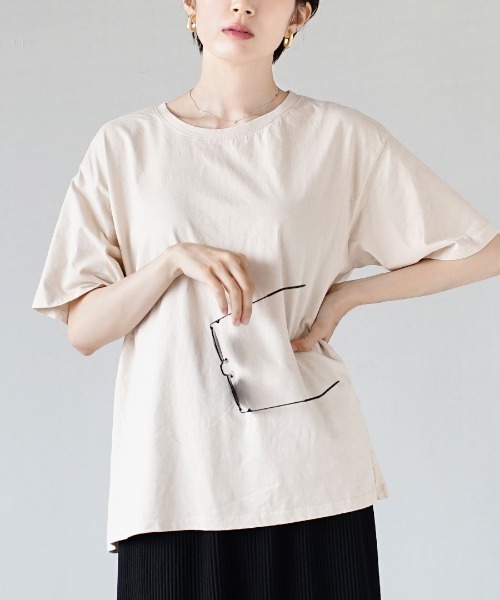 apartment department(アパートメントデパートメント)の「サスティナブルコットン クルーネックTシャツ(Tシャツ/カットソー・レディース・ネイビー/ライトベージュ/ライトカーキ・M)」の2枚目の写真