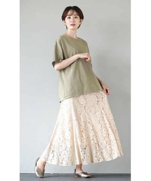 apartment department(アパートメントデパートメント)の「サスティナブルコットン クルーネックTシャツ(Tシャツ/カットソー・レディース・ネイビー/ライトベージュ/ライトカーキ・M)」の7枚目の写真