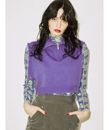 jouetie | ハーフZIPダメージベスト(ベスト)