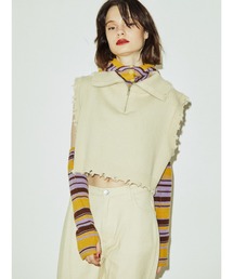 jouetie | ハーフZIPダメージベスト(ベスト)