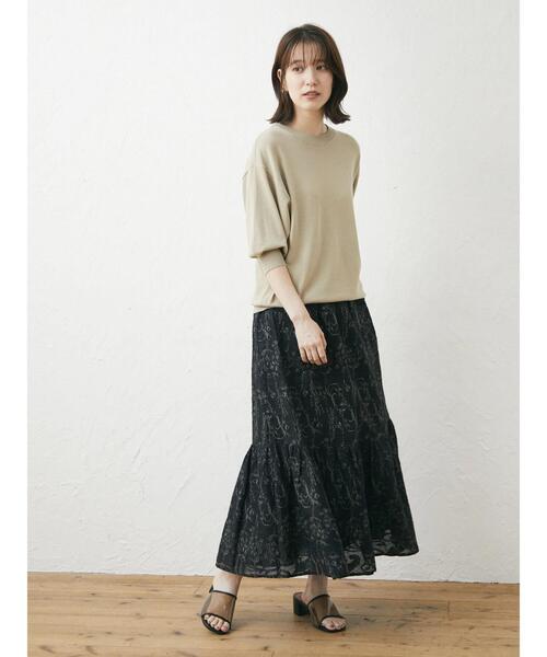 Green　Parks（グリーンパークス）の「ジャガードロングスカート（スカート・レディース・カーキ/ブラック・FREE）」の11枚目の写真