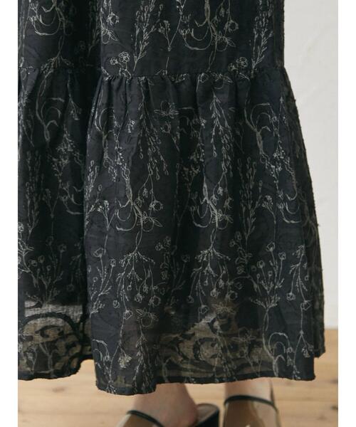 Green　Parks（グリーンパークス）の「ジャガードロングスカート（スカート・レディース・カーキ/ブラック・FREE）」の4枚目の写真