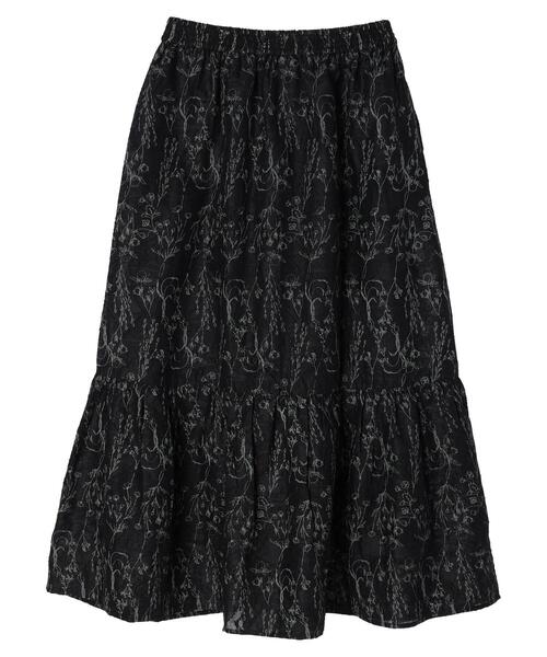 Green　Parks（グリーンパークス）の「ジャガードロングスカート（スカート・レディース・カーキ/ブラック・FREE）」の5枚目の写真