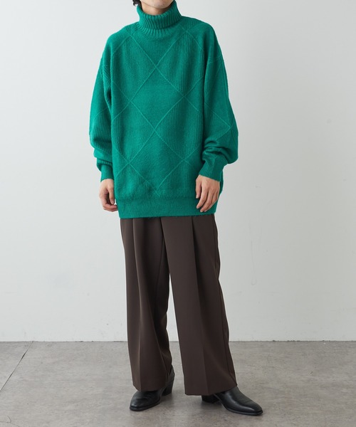 Lui's(ルイス)の「アーガイル柄タートルニット(ニット/セーター・メンズ・アイボリー/ブラック/グリーン/オレンジ・SMALL/MEDIUM)」の11枚目の写真