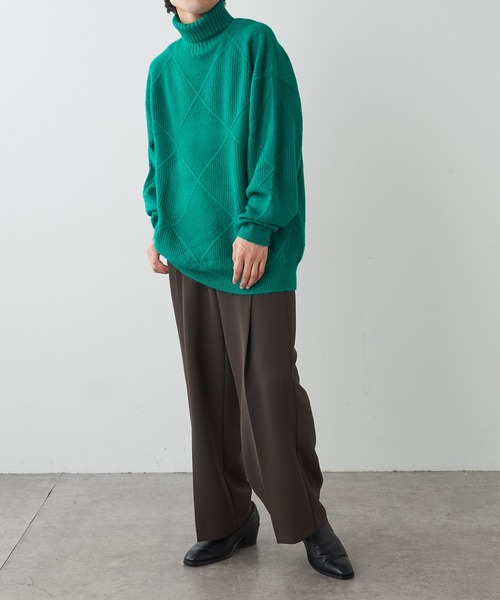 Lui's(ルイス)の「アーガイル柄タートルニット(ニット/セーター・メンズ・アイボリー/ブラック/グリーン/オレンジ・SMALL/MEDIUM)」の12枚目の写真