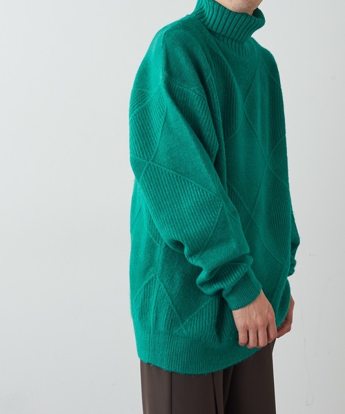 Lui's(ルイス)の「アーガイル柄タートルニット(ニット/セーター・メンズ・アイボリー/ブラック/グリーン/オレンジ・SMALL/MEDIUM)」の10枚目の写真